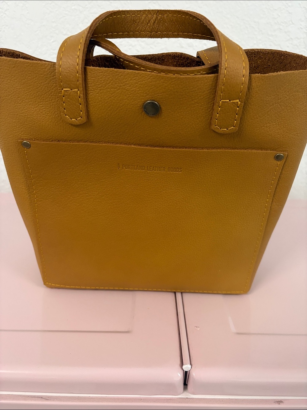 Portland Leather pebbled mango mini crossbody tote BNNU 🦄